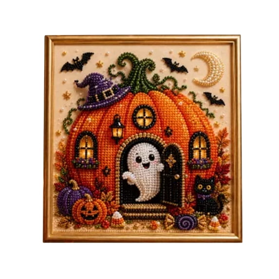 Halloween Pearl Sticker DIY Craft Kit Spooky Ghost Party Decoration Set Beaded Art Ornament Creative Activity Project Supplies for Adults Kids Home Decor,G