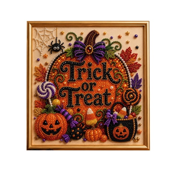 Halloween Pearl Sticker DIY Craft Kit Spooky Ghost Party Decoration Set Beaded Art Ornament Creative Activity Project Supplies for Adults Kids Home Decor,D