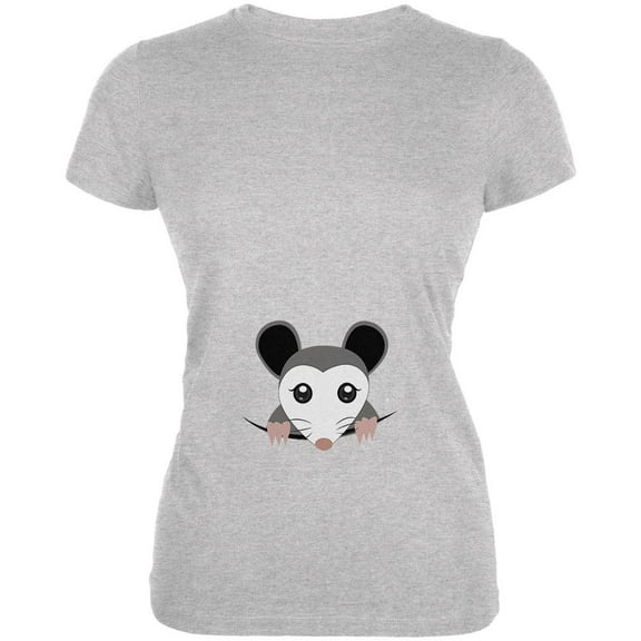 Halloween Peeking Possum Costume Juniors Soft T Shirt Heather X-LG
