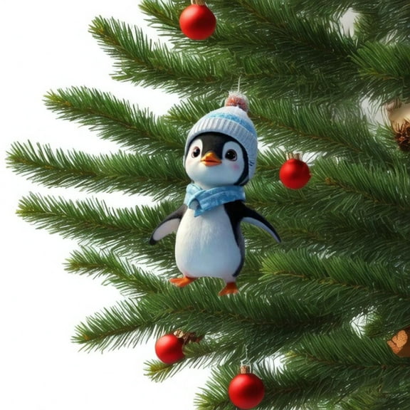 Halloween Penguin Pendant, Cute Acrylic Hanging Ornament for Party Favor, Small Spooky Holiday Pendant for Halloween Decoration Gift, Novelty Keychain Backpack Car Accessories 7X8cm