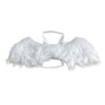 thumbnail image 1 of Halloween Pet Angel Wings for Dogs and Cats, Furry Plush Cosplay Accessory with Adjustable Straps, White/Black Single Piece (46cm x 15cm), 1 of 8