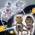 thumbnail image 1 of Halloween Pet Astronaut Costume Adjustable Cosplay Standing Spacesuit Outfit For Cats, Funny Cosmic Transformation Clothes With Hood & Shiny Silver Fabric For Party Photos New, 1 of 6