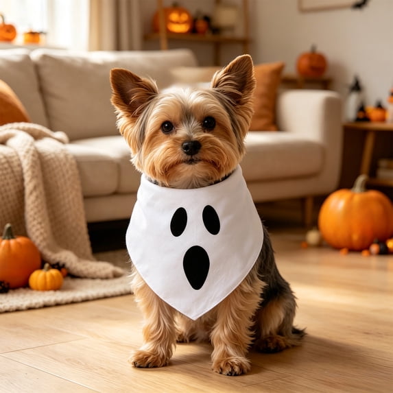 Halloween Pet Bandana, Pumpkin Ghost Neck Scarf, Adjustable Dog Cat Bib Accessory, Holiday Party Outfit, Cute Photo Decoration