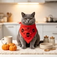 thumbnail image 1 of Halloween Pet Bandana with Skull and Spider Web Print, Dog Neck Scarf Holiday Party Costume Photography Decoration, Polyester, Red, 1 Count, 1 of 6