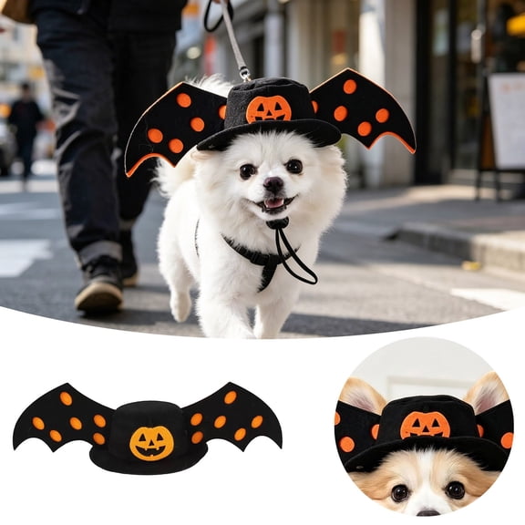 Halloween Pet Bat Hat with Adjustable Strap for Dogs Cats, Cute Cosplay Costume Accessory for Small Large Pets, Fun Party Photo Prop for Halloween, Pet Apparel and Accessories