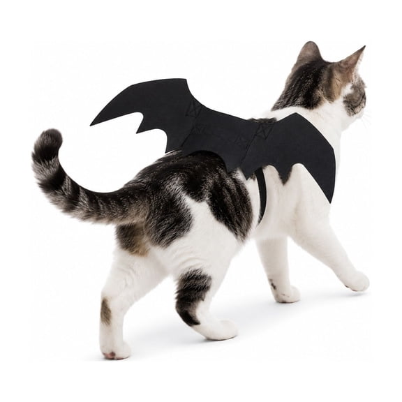 Halloween Pet Bat Wings Costume, Soft Felt Adjustable Bat Wing Cosplay Accessory, Cute Holiday Dress-up Prop for Themed Party and Festive Photo Shoots, for Cats and Small Dogs, Black, Size S