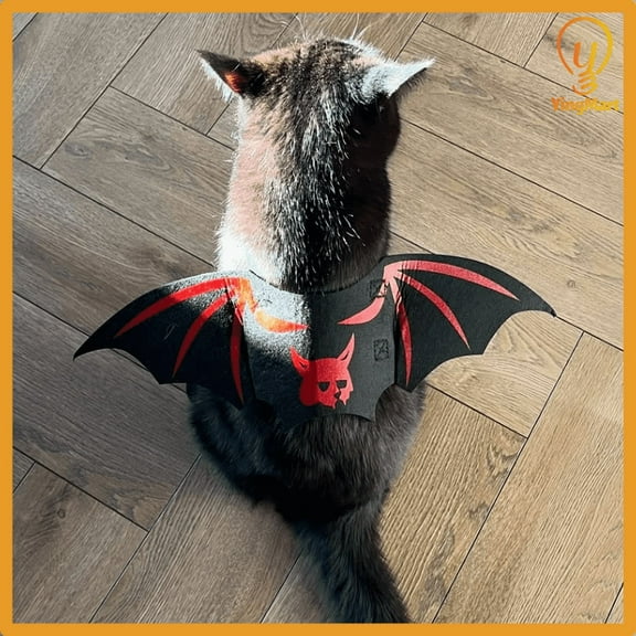 Halloween Pet Bat Wings Costume for Cats Dogs Funny Cosplay Outfit Holiday Decoration (DevilBatWingsRed)