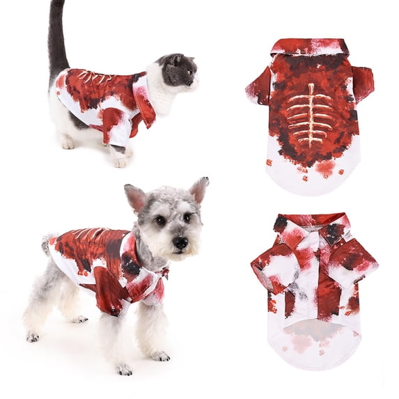 Halloween Pet Bloody Costume Funny Dog Cat Two Leg Outfit Apparel Spooky Holiday Party Cosplay Prop for Puppy Kitten Fancy Dress Display Gift