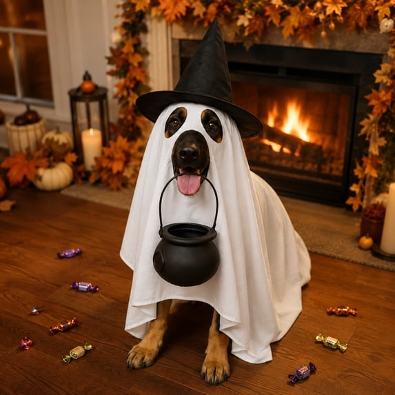 Halloween Pet Cape, Spooky Ghost Costume, Dog Cat Hooded Cloak, Face Opening Halloween Outfit, Holiday Party Photo Prop For Small Animals