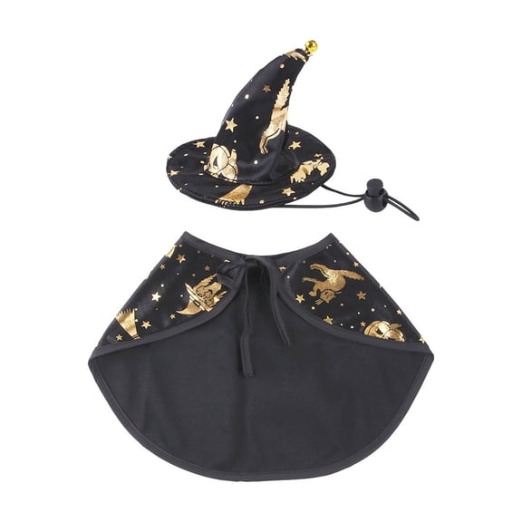 Halloween Pet Cloak Hat Set Cute Festival Cos Clothing for Dogs and Cats Light Soft Cozy Holiday Dress Up Outfit Adjustable Size Pet Party Photo Prop Trick