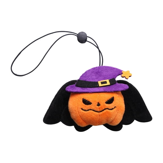 Halloween Pet Collar with Plush Pumpkin Ghost Charm, Adjustable Holiday Costume Accessory for Cats Kittens Small Dogs, Bat Wing Decor for Halloween Party Photo Prop