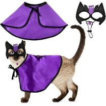 Halloween Pet Costume Bat Wing Cape & Mask Set, Black Purple Vampire Outfit for Small Medium Dogs Cats, Great for Halloween Parties Photos Gift,(S)