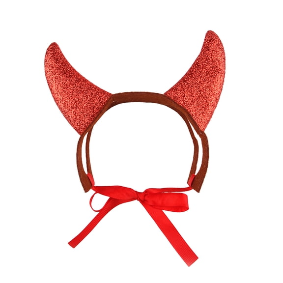 Halloween Pet Costume Devil Horns Headband for Dogs Cats Funny Red Black Demon Horn Hair Hoop Cosplay Dress Up Accessories for Small Medium Dogs Halloween Holiday Party Supplies (Red)