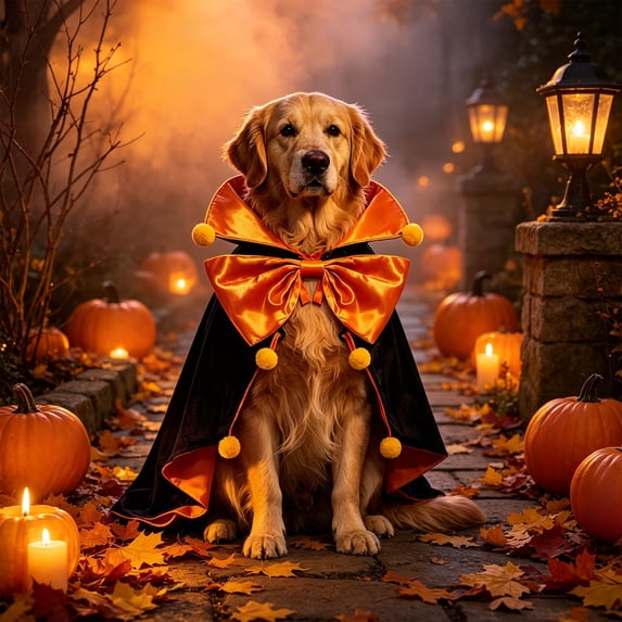 Halloween Pet Costume for Dogs and Cats, Cute Festival Cos Clothing with Pumpkin Print, Light Soft Cozy Hoodie Dress Up Outfit, Adjustable Size Elastic Fabric, Easy On Off Washable, Style A