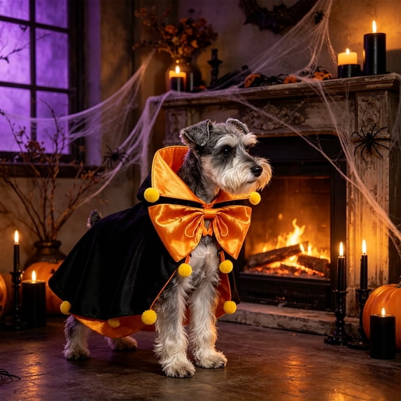 Halloween Pet Costume for Dogs and Cats, Cute Festival Cos Clothing with Pumpkin Print, Light Soft Cozy Hoodie Dress Up Outfit, Adjustable Size Elastic Fabric, Easy On Off Washable, Style C