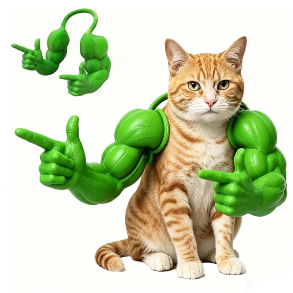 Halloween Pet Costume, 3D Printed Lightweight Neck Hanging Superhero Arms, Cosplay Outfit Photo Prop for Cats & Dog, Green