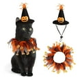 thumbnail image 1 of Halloween Pet Costume Set Witch Hat with Pumpkin Design and Festive Collar for Cats and Small Dogs, 1 of 6