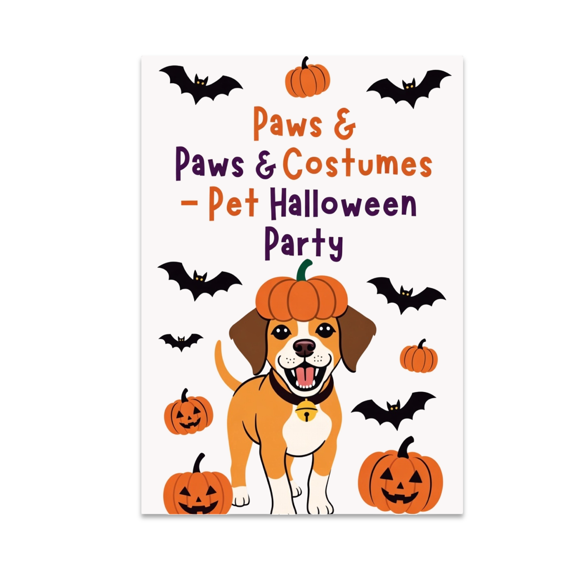 Halloween Pet Decor - Dog Costume Celebration - 13x19 Poster Print