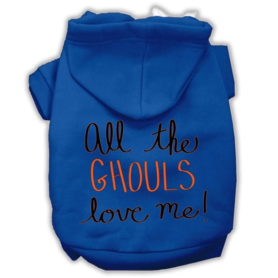 Halloween Pet, Dog Cat Hoodie Screen Printed, "All The Ghouls Love Me"