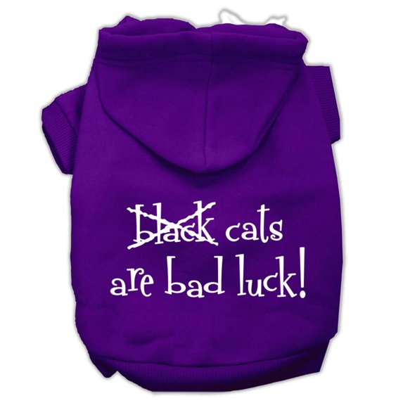 Halloween Pet, Dog Cat Hoodie Screen Printed, "Black Cats Are Bad Luck"