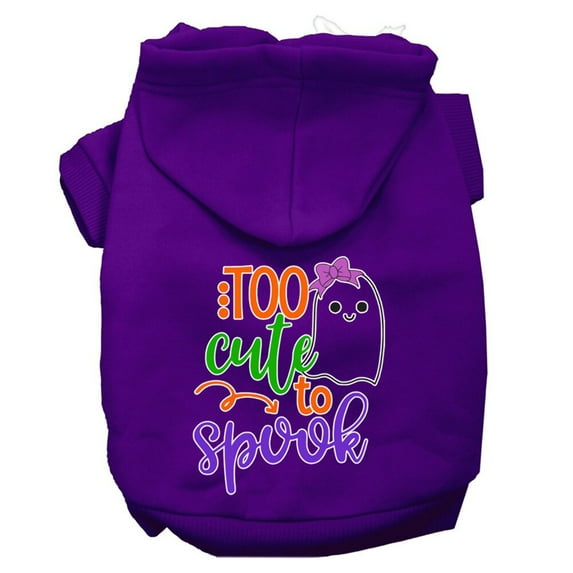 Halloween Pet, Dog Cat Hoodie Screen Printed, "Too Cute To Spook Girly Ghost"