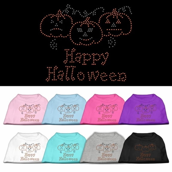 Happy Halloween Rhinestone Shirts White M (12)