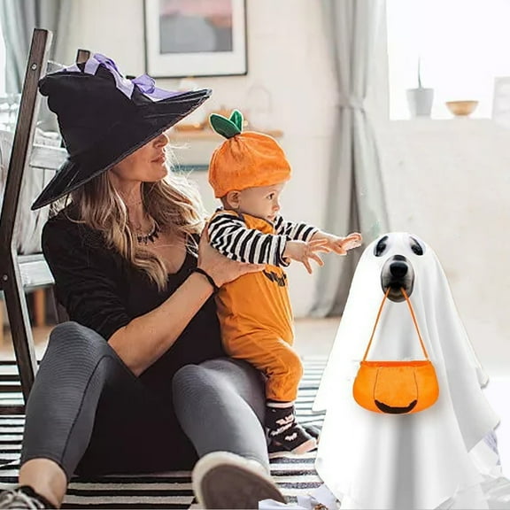 Halloween Pet Ghost Cape Polyester White Costume Adjustable Easy Wear Soft Breathable Washable for Dogs Small Medium Large Funny Holiday Party Dress Up