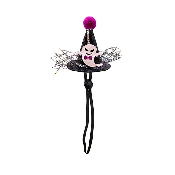 Halloween Pet Hat Adjustable Witch Hats for Cats Dogs Yellow Witch Hat Pet Headwear Black Lace Cosplay Costumes Adjustable Flower Hat for Small and Medium Cats Dogs