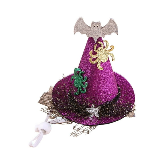 Halloween Pet Hat for Cats & Dogs - Adjustable Witch Hat & Cartoon Bat Hat Accessories - Cute Puppy Cat Witch Hats for Halloween Party, Photo Props & Pet Decorations