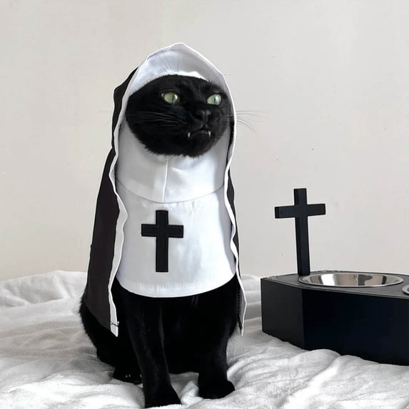 Halloween Pet Hooded Cloak Cute Funny Black White for Holiday Party Outfit S/M/L