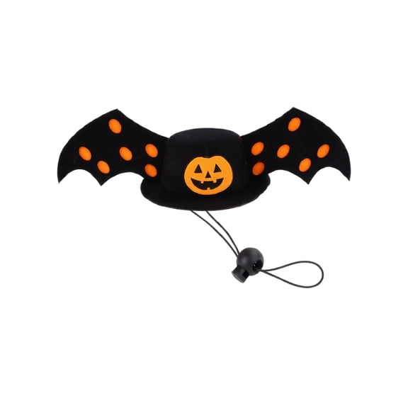 Halloween Pet Mini Top Hat with Adjustable Drawstring, Devil Horn & Bat Wing Pumpkin Hat Costume Accessories for Small Medium Dogs Cats