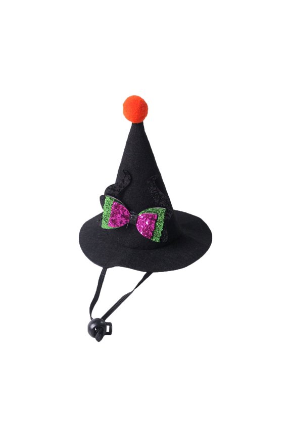 Halloween Pet Pumpkin Wizard Hat Adjustable Pet Cosplay for Cat Dog Rabbit Hedgehog Chinchilla Ferret Ebil Fooot