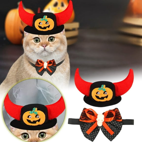 Halloween Pet Set for Cats Witch Hat With Accessories Cute Holiday Outfit Indoor Outdoor Party Dress Up