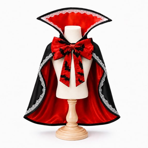 Halloween Pet Vampire Cape Costume, Bat Wing Cloak With Matching Hood For Dogs Cats, Adjustable Cosplay Outfit For Trick Or Treat Photos Party