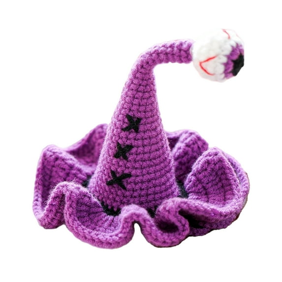 Halloween Pet Witch Hat for Dogs and Cats Cute Knit Cap Fashion Accessory Indoor Outdoor Wear Small Puppy Cat Dog Apparel