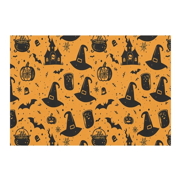 Halloween Photo Backdrop 7x5ft - Vintage Gothic with Skeleton Bat and Pumpkin