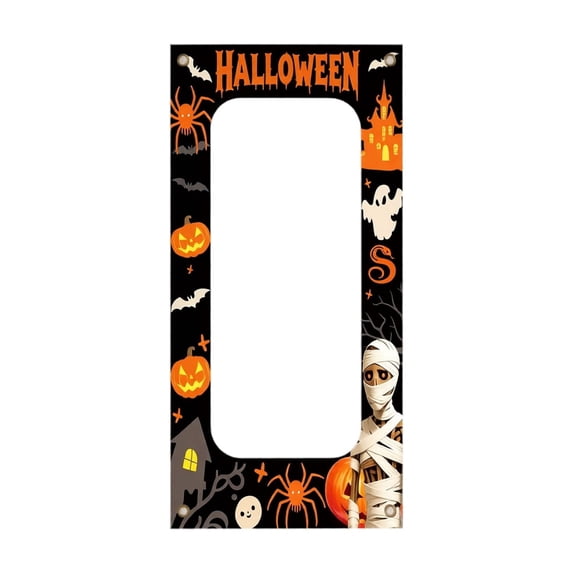 Halloween Photo Booth Frame Backdrop, Large Fabric Self‑Picture Prop with Metal Grommets for Holiday Party Photo‑Taking Decoration