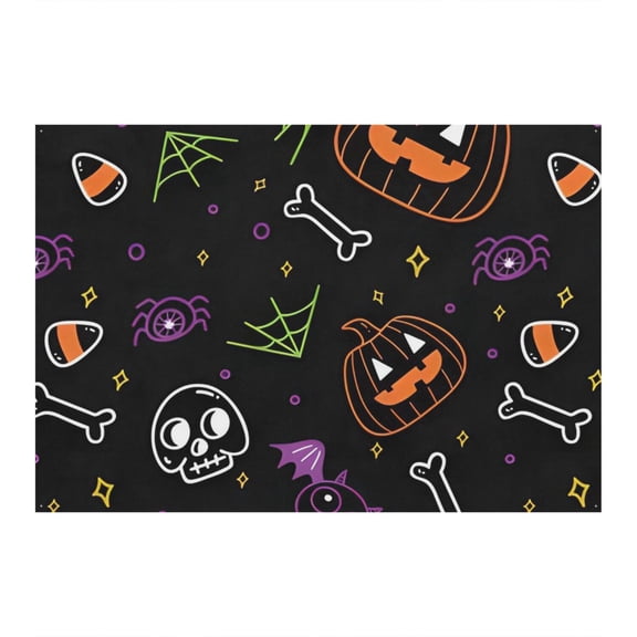 Halloween Photo Studio Backdrop 7x5ft - Retro Horror Themed with Skeleton and Cobweb