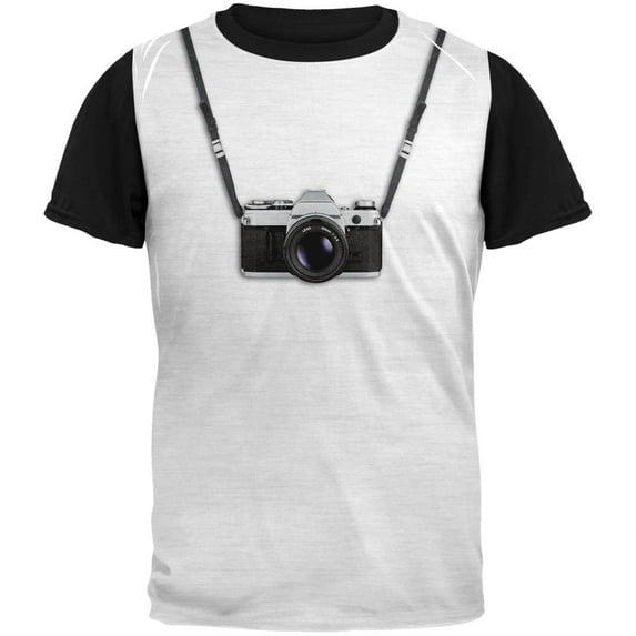 Halloween Photographer Film Camera Costume Adult Black Back T-Shirt