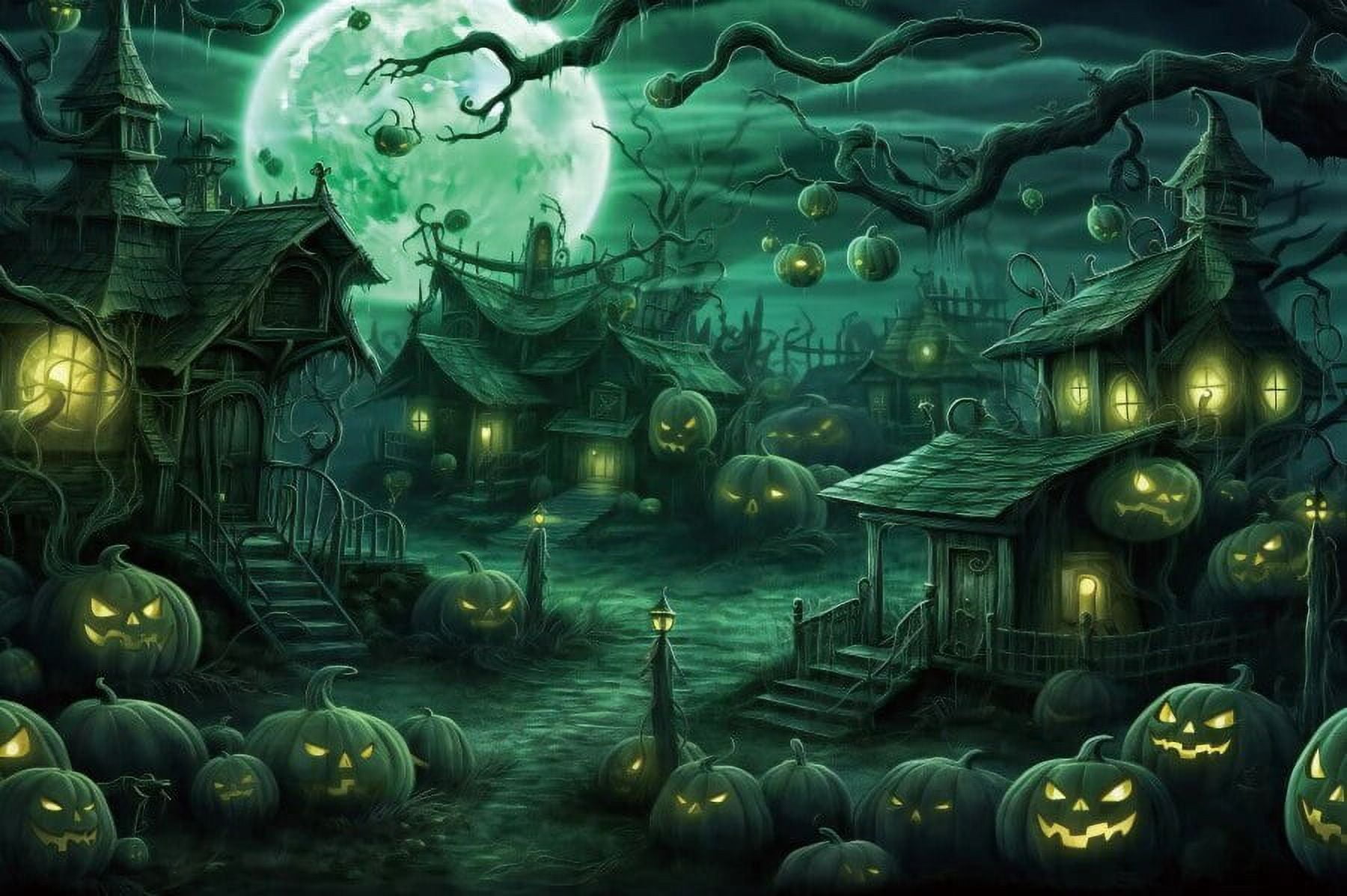 Halloween Photography Backdrop Scary Night Castle Horrible Pumpkin Halloween Photography Backdrop Scary Night Castle Horrible Pumpkin