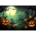 Halloween Photography Background Scary Pumpkin Bat Moon Backdrop Family