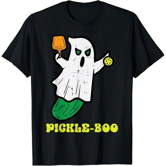 Halloween Pickleball Pickle Boo Ghost Costume Men Women Kids T-Shirt