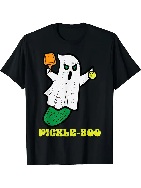 Halloween Pickleball Pickle Boo Ghost Costume Men Women Kids T-Shirt