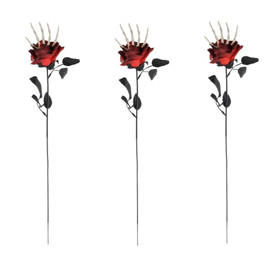 Halloween Picks Decorative Realistic Skull Hand Roses Floral Stems for Home Indoor Party Vase Arrangement Decor