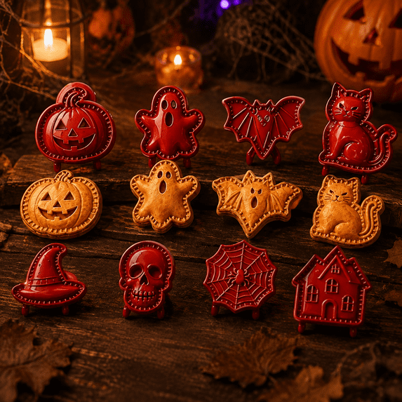 Halloween Pie Mold Set Food Grade, Mini Pastry Cutter Sealer for Holiday Baking, 8 Shapes Pumpkin Skull Spiderweb Cookie Cutter Supplies* 1PC