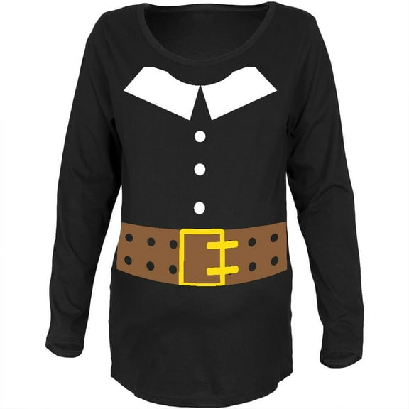 Halloween Pilgrim Costume Black Maternity Soft Long Sleeve T-Shirt - Small