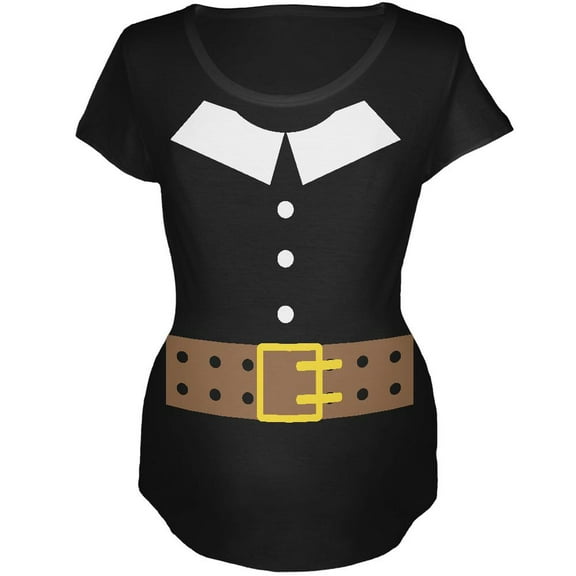 Halloween Pilgrim Costume Black Maternity Soft T-Shirt - Small