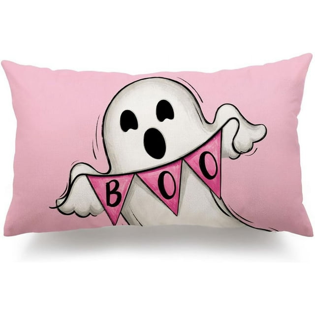 Halloween Pillow Case 12x20 inch Ghost Spooky Halloween Lumbar Pillow