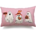 thumbnail image 1 of Halloween Pillow Case 12x20 inch Happy Halloween Ghost Pumpkin Halloween Pink Lumbar Pillow Covers Decorations Happy Halloween Sofa Bed Decoration 020, 1 of 6