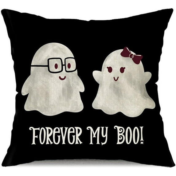 Halloween Pillow Case 16x16 inch a Pair of Ghosts Decorations Black Outdoor Halloween Pillows Decorative for Halloween Home Decor for Sofa